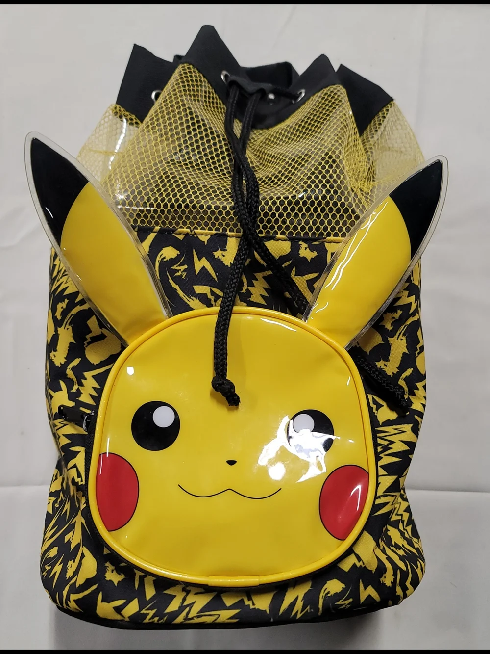 Kids Yellow Character Drawstring Backpack - Pikachu Style